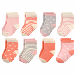 Hudson Baby 10754578_Hearts_6-12, Bébé (0-2 ans), Femelle, 6-12 M, 8 paire(s)