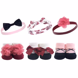 Hudson Baby 10158236_BurgundyFloral, Chapeau, Chaussettes, Femelle, Enfant, 6 pièce(s)