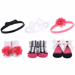 Hudson Baby 10458254_PinkBlack, Chapeau, Chaussettes, Femelle, Enfant, 6 pièce(s)