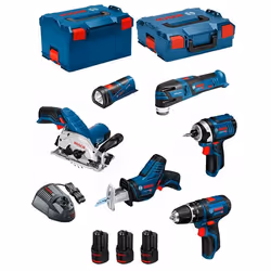 BOSCH Kit 12V BMK6-28BD3 (GSB 12V-15+GDR 12V-105+GKS 12V-26+GOP 12V-28+GSA 12V-14+GLI 12V-80+3 x 20Ah+GAL1230CV)