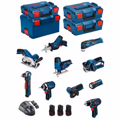BOSCH Kit 12V BMK10-28DD3 (GSR12V-15+GDR12V-105+GKS12V-26+GWS12V-76+GST12V-70+GOP12V-28+GSA12V-14+GWB12V-10+GLI12V-80+GHO12V- ...