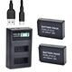 Batterie de Rechange 2 Pcs et Chargeur Double Rapide pour Canon EOS M M2 M10 M50 M50 Mark II M100 M200 Rebel SL1 PowerShot