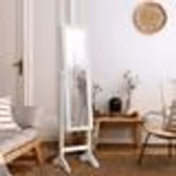 COSTWAY Armoire à Bijoux sur Pied 2 en 1 Rangement pour Cosmétiques avec Miroirs Style Romantique Blanc