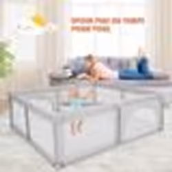 COSTWAY Parc Bébé 206 x 1855 x 68 CM Non-toxique 10 mois - 6 ans 50 Balles4 Ventouses en Caoutchouc Intérieur et Extérieur Gr ...