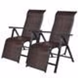 COSTWAY Lot de 2 Transat Chaises Longues de Jardin en Rotin avec Position Réglable et Accoudoir Cadre en Fer pour Terrasse Pl ...