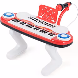 Clavier Piano pour Enfants à 37 Touches Portable COSTWAY-Lumière Rythmique-Microphone-Pieds Détachables-8 Rythmes Educatif-Ro ...