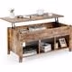COSTWAY Table Basse avec Plateau Relevable 1045 x 495 x 485 CM avec Trois Compartiments pour Rangement Design Contemporain
