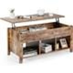 COSTWAY Table Basse avec Plateau Relevable 1045 x 495 x 485 CM avec Trois Compartiments pour Rangement Design Contemporain