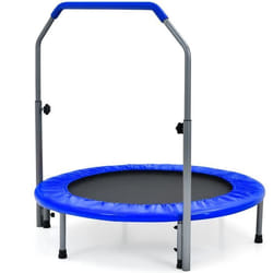 COSTWAY Trampoline de Fitness Pliable 101 cm avec Main Courante en Mousse Hauteur Réglable sur 4 Niveaux Charge 150 kg pour Adultes