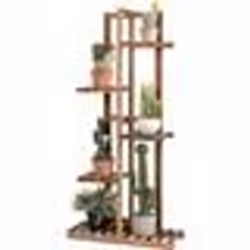 COSTWAY Étagère Echelle en Bois Pour Plantes de 5 Niveaux 50 x 21 x 103 CM Étagère à Fleurs avec Dispositif Anti-basculement