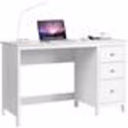 COSTWAY Bureau imformatique Table dOrdinateur 120 x 50 x75 cm Spacieux avec 3 Tiroirs Style Moderne Coloris Blanc