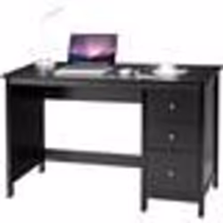 COSTWAY Bureau imformatique Table dOrdinateur 120 x 50 x75 cm Spacieux avec 3 Tiroirs Style Moderne Coloris Noir