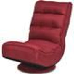 COSTWAY Chaise de Salon Pliable Pivotante à 360° - Dossier Haut Réglable en 5 PositionsTissu de Lin pour Meditation Relax Rouge