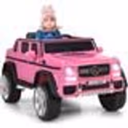 COSTWAY Voiture Eléctrique 12 V pour Enfants Benz G650-S avec Lumières LED port AUX Télécommande Parentale de 3 à 8 Ans Rose