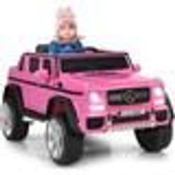 COSTWAY Voiture Eléctrique 12 V pour Enfants Benz G650-S avec Lumières LED port AUX Télécommande Parentale de 3 à 8 Ans Rose
