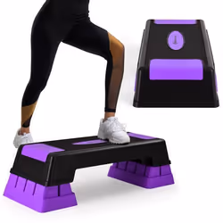 COSTWAY Stepper dAérobic Step de Fitness 3 Hauteur Réglable avec Rehausseurs Coussinets Antidérapants Poids Supporté 150 kg Violet