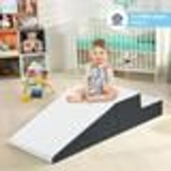 COSTWAY 2 PCS Blocs de Construction en Mousse pour Tout-petits Antidé Modules de Motricité pour Grimper Glisser Ramper Blanc+Noir