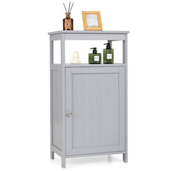 Costway Armoire De Rangement De Salle De Bain, Meuble De Rangement Avec Étagère Ouverte Et Placard À Porte, 45 X 30 X 84 Cm Gris