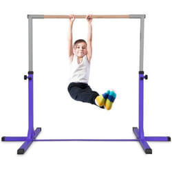 COSTWAY Barre de Gymnastique en Acier Hauteur Réglable de 91 à 150CM Charge 100KG pour Ecole Maison Jardin Diamètre 4CM Violet