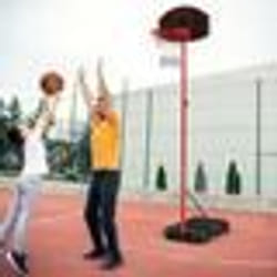 COSTWAY Panier de Basket-ball sur Pied Enfant Hauteur Réglable 197-258cm Roues Mobile Filet en Nylon Base Lestable Système de