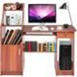 COSTWAY Bureau Informatique avec Meuble de Rangement de Style Moderne 16 x 455 x 1115 cm (L × l × H)  Chambre Salon et Maison