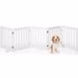 COSTWAY Barrière de Sécurité pour Chien 5 Panneaux avec 2 Pieds de Soutien 254x60 CM Barrière Modulable Pliable pour Animaux  ...