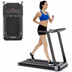 COSTWAY Tapis de Course Pliable APP Contrôle 096-12 km/h Bluetooth 12 Programmes Affichage LED et Support dAppareil Argenté