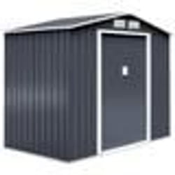 COSTWAY Abri de Jardin en Métal 10.1m³ Tôle Galvanisée Base Creuse 277x191x192CM avec Porte Coulissante2 Fenêtres Ventilation