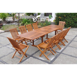 Table de jardin rectangle 10 places et 10 chaises en teck huilé LUBOK, Concept Usine