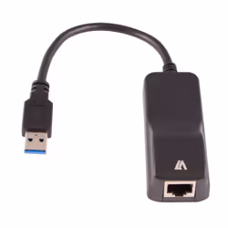 V7 Adaptateur Ethernet Gigabit 3.0 A mâle vers RJ45 femelle, noir, 1x USB 3.0, 1x RJ45, Noir
