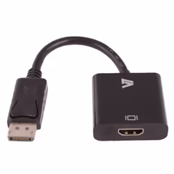 V7 Adaptateur vidéo DisplayPort mâle vers HDMI femelle, noir, 0,2 m, 1x 20-pin DisplayPort, 1x 19-pin HDMI, Mâle, Femelle, 19 ...