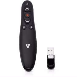 V7 Télécommande de présentation professionnelle sans fil, RF, USB, 10,6 m, Noir