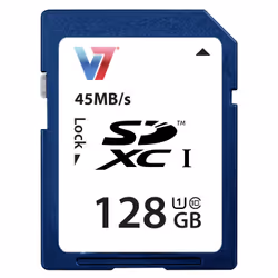 V7 SDXC Carte mémoire 128GO UHS-1, 128 Go, SDXC, Classe 10, UHS, 45 Mo/s, 18 Mo/s