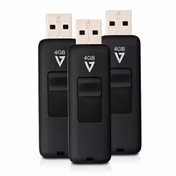 V7 VF24GAR-3PK-3E, 4 Go, USB Type-A, 2.0, 12 Mo/s, Slide, Noir