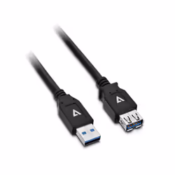 V7 Câble d'extension USB 3.0 A femelle vers USB 3.0 A mâle, noir 2m 6.6ft, 2 m, USB A, USB A, USB 3.2 Gen 1 (3.1 Gen 1), Mâle ...
