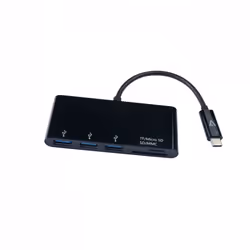 V7 Adaptateur USB-C mâle vers 3 x USB 3.0 femelle, noir, Micro SD, SD/MMC