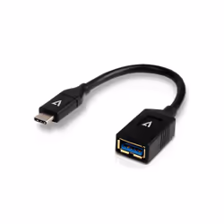 V7 Câble USB 3.0 A femelle vers USB-C mâle, noir 0.3m 1ft, 0,1 m, USB C, USB A, USB 3.2 Gen 1 (3.1 Gen 1), Mâle/Femelle, Noir