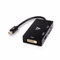 V7 Adaptateur Mini DisplayPort (m) vers VGA, HDMI ou DVI (f), 0,1 m, Mini DisplayPort, VGA / DVI / HDMI, Mâle, Femelle, Noir