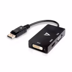 V7 Adaptateur DisplayPort (m) vers VGA, HDMI ou DVI (f), 0,1 m, DisplayPort, VGA / DVI / HDMI, Mâle, Femelle, 2560 x 1600 pix ...