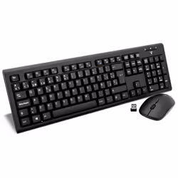 V7 Ensemble clavier et souris sans fil – ES, Taille réelle (100 %), Sans fil, RF sans fil, QWERTY, Noir, Souris incluse