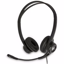 V7 Casque stéréo USB Essentials avec microphone, Avec fil, Bureau/Centre d'appels, 20 - 20000 Hz, 72,5 g, Casque, Noir