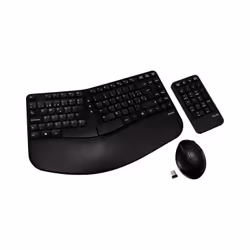 V7 Ensemble pavé numérique, souris et clavier sans fil ergonomiques, Taille réelle (100 %), RF sans fil, Noir, Souris incluse