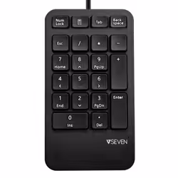 V7 Pavé numérique USB Professional, USB, 21, Universel, 1,8 m, Noir