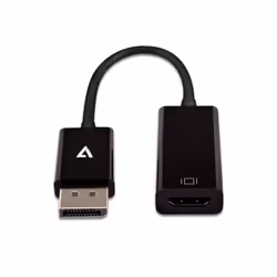V7 Adaptateur vidéo DisplayPort mâle vers HDMI femelle, noir, fin, 0,1 m, DisplayPort, HDMI, Femelle, Mâle, 1920 x 1080 pixel ...