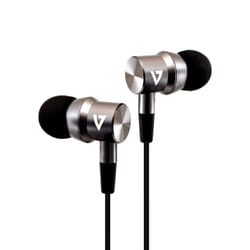 V7 Écouteurs stéréo avec isolation acoustique, 3,5 mm, microphone intégré, iPad, iPhone, Mp3, iPod, iPad, tablettes, smartphones, ordinateurs portables, Chromebook, PC, aluminium