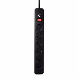 V7 Parasurtenseur 6 prises Schuko domicile/bureau, câble de 1,8 m, 1 050 joules, noir