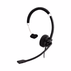 V7 Casque mono 3.5mm Deluxe avec microphone, Avec fil, Bureau/Centre d'appels, 31,5 - 20000 Hz, 82 g, Casque, Noir, Argent