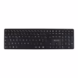 V7 Clavier KW550FRBT Dual mode Bluetooth / Wireless 2,4 GHZ français AZERTY - Noir, Taille réelle (100 %), USB + Bluetooth, A ...