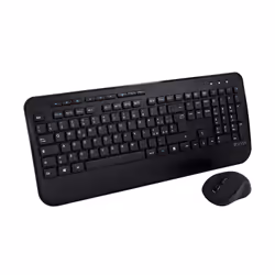 V7 Clavier QWERTY italien complet avec repose-mains CKW300IT – Noir, Taille réelle (100 %), Bluetooth, Noir, Souris incluse