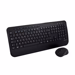 V7 Clavier AZERTY français complet avec repose-mains CKW300FR – Noir, Taille réelle (100 %), Bluetooth, Noir, Souris incluse
